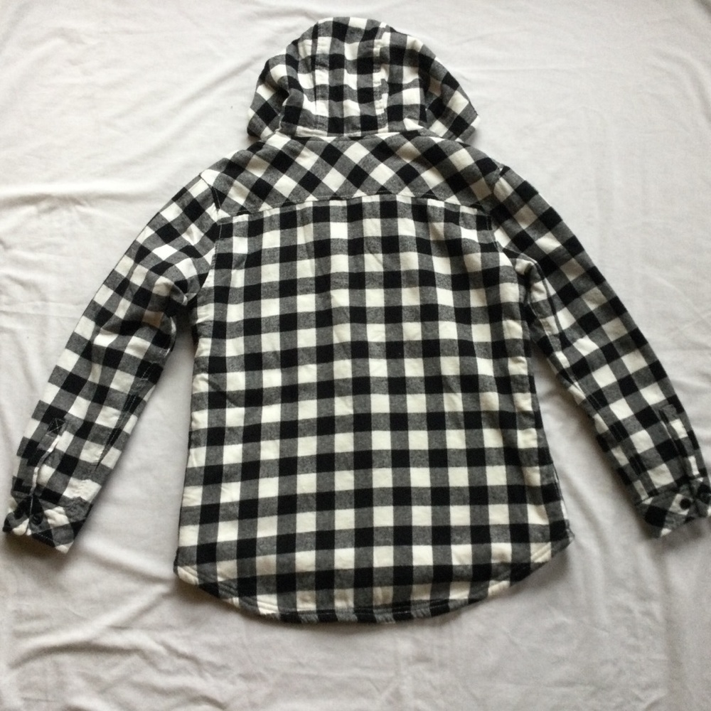 Utex Black & White Checkered Fleece Button Hoodie Medium - Picture 6 of 9